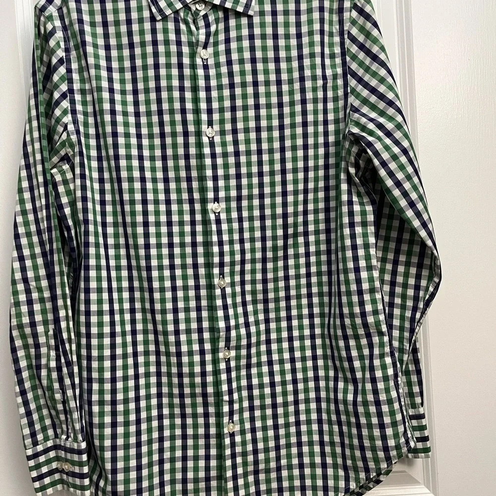 Banana Republic Slim Fit Men’s Gingham Shirt – Green/Navy, Size M